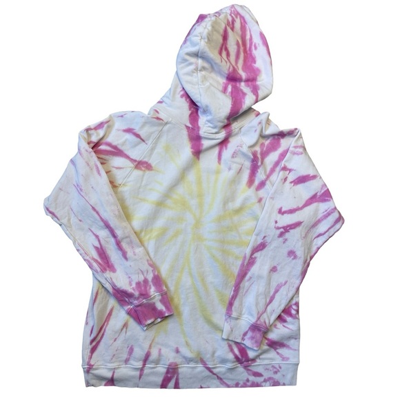 Daydreamer LA Oversized Pink Yellow Tie Die Long Sleeve Hoodie - Medium - Picture 3 of 10